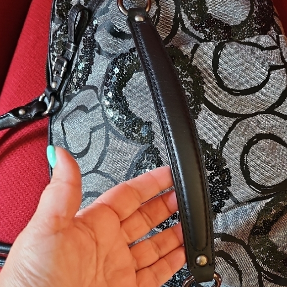 COACH 2010 MADISON SOPHIA LEATHER LUREX SEQUIN LARGE SATCHEL BAG TOTE Like New! - Picture 12 of 12